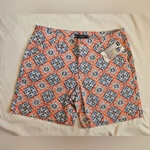 NWT Lee Womens Blue And Orange Kaleidoscope Midrise Chino Shorts Size 4